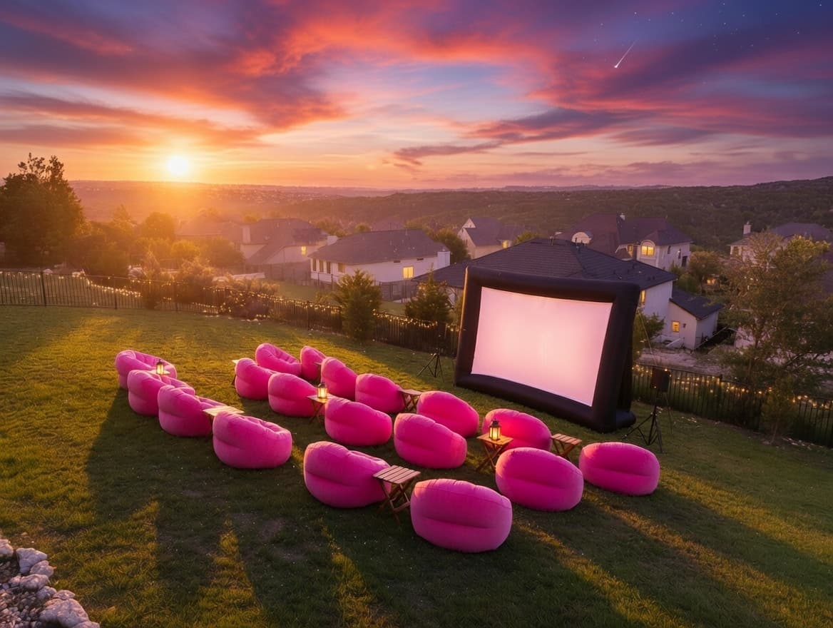 Outdoor movie setup 1 in Round Rock